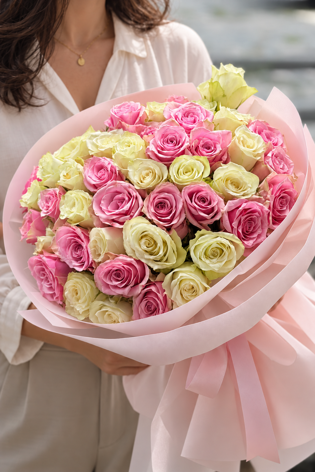 51 Pink White Mix Roses 51 Pink White Mix Roses
