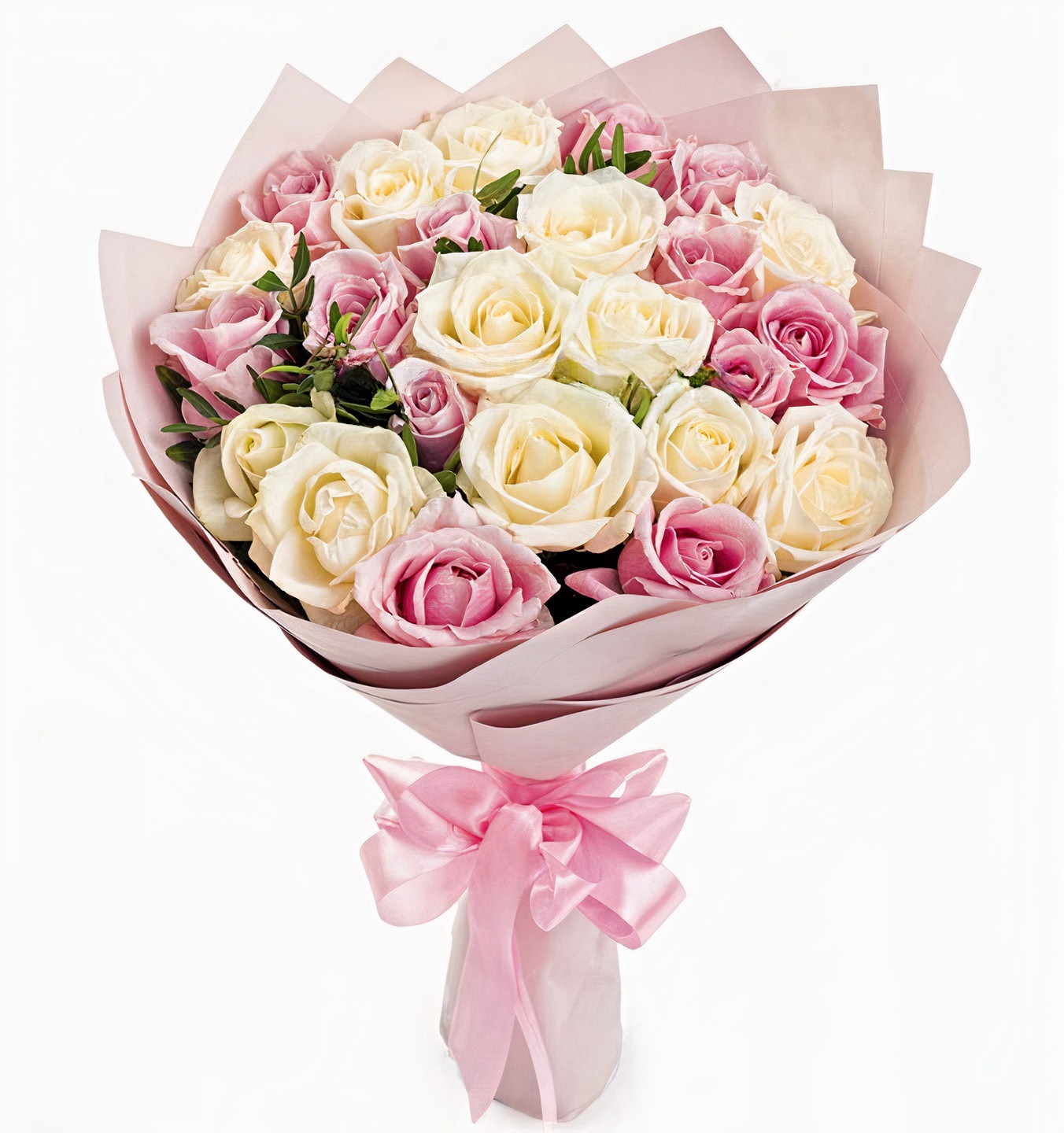 White Pink Mixed Roses Local Florist Istanbul Send Flower Same Day