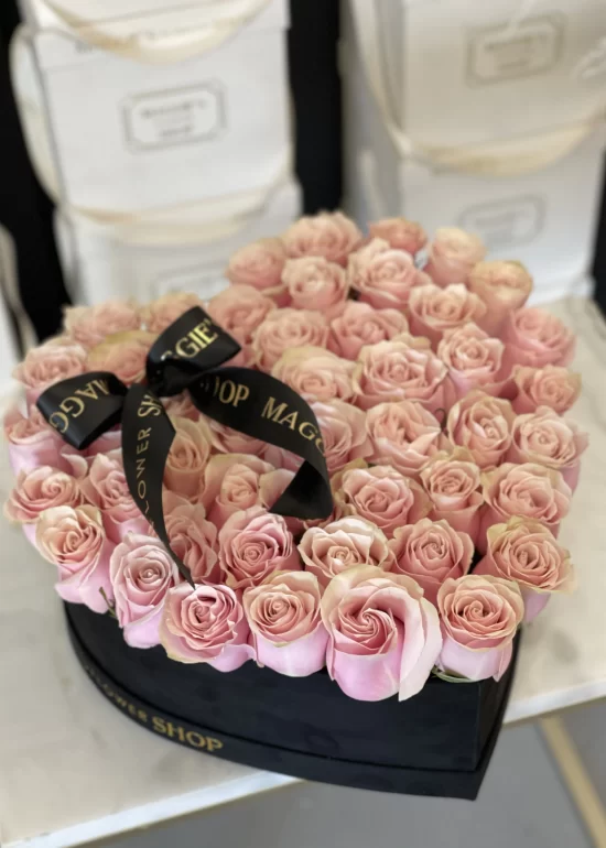Pink Roses Heart Box