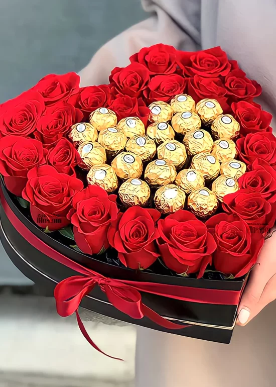 Rose Chocolate Heart Box