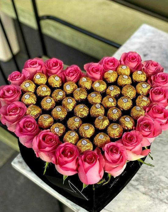 Pink Rose Heart -Ferrero Rocher Chocolate Box