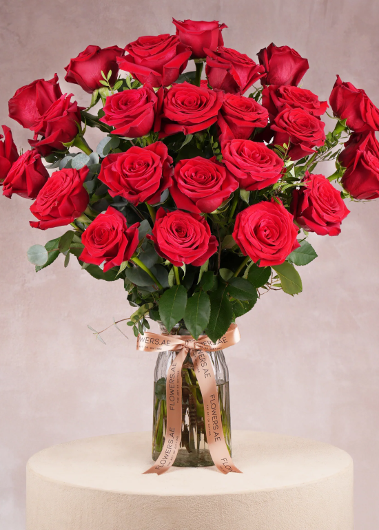 25 Red Roses Vase