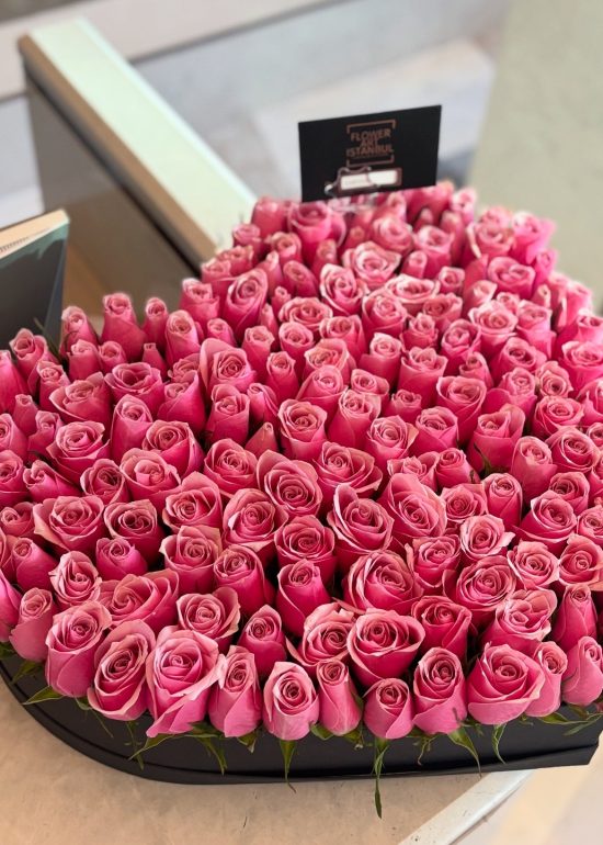 Pink Rose Heart Box