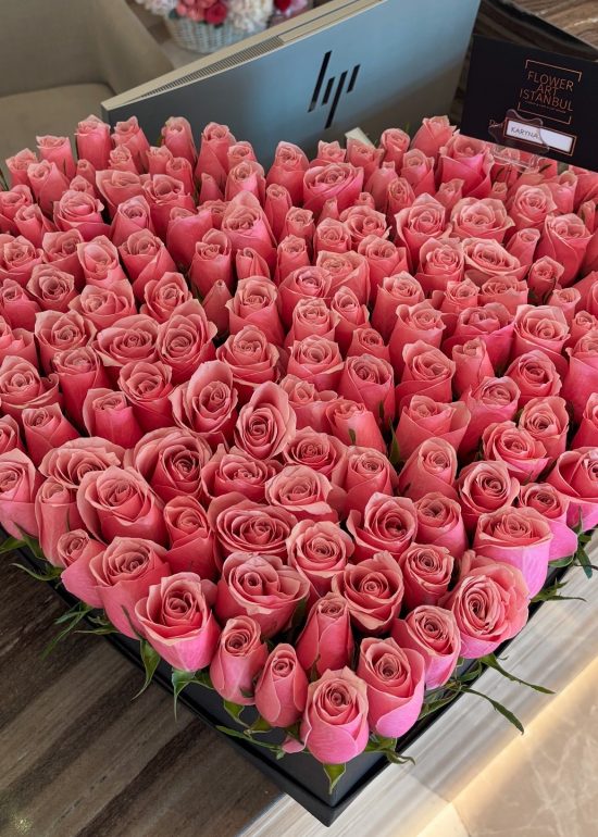 Pink Rose Heart Box