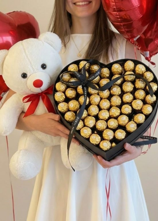 4 Ballons - Teddy Bear - Heart Shape Ferrerocher