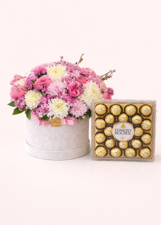 Happy Eid Mix Flower Box & Chocolate